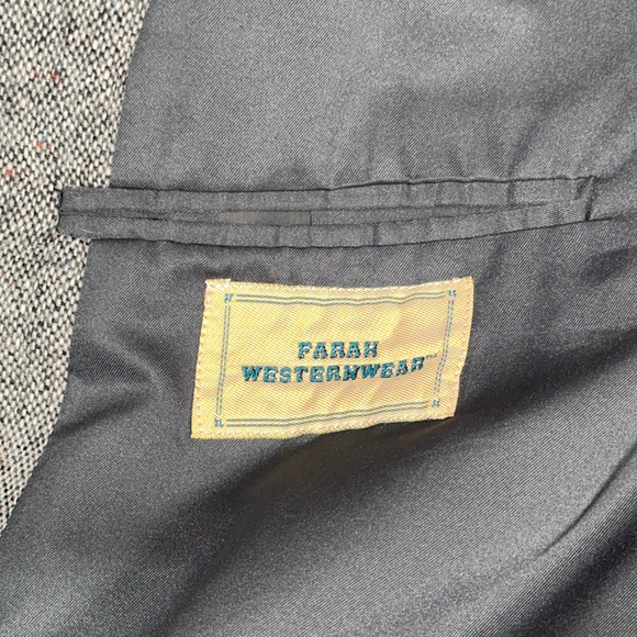 Vintage Farah Jacket Adult 2XL Gray Western Sport Coat Blazer Tweed Wool 80s - Picture 6 of 10